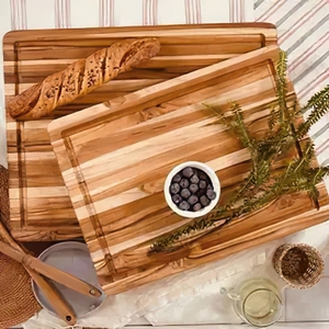 Plateau de service en bois d'<span class=keywords><strong>acacia</strong></span> massif avec rainure pour les jus, <span class=keywords><strong>planche</strong></span> à découper en bois durable et réversible - Product Image 5