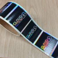 Étiquette autocollante en PET holographique avec impression UV personnalisée, effet laser et effet arc-en-ciel