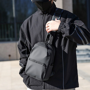 Bolso Bandolera para Hombre, Impermeable, Antiarañazos, de Cuero PU, Bolso de Pecho Minimalista, Mochila Cruzada con Puerto USB - Product Image 5