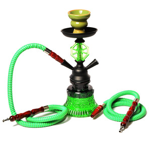 Vas Perkolator Kaca Ukuran Sedang Motif Arab Cantik dengan 2 Selang untuk Shisha Hookah Hijau Merah, Hadiah Terbaik - Product Image 6