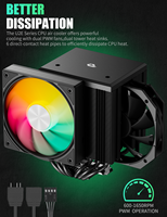 Kipas CPU ARGB upHere 100% RAM Clearance Air Cooler 6 Heat Pipes Dual Tower Heatsink untuk AMD AM5 Intel LGA 1700 115x 2011 2066