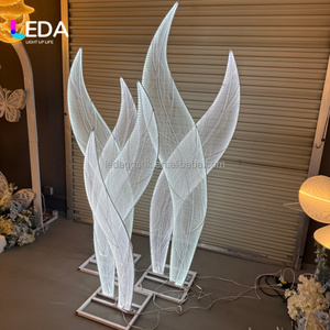 LEDA LED <b>Lighted</b> Metal <b>Leaf</b> Backdrop Stand Large Luminous <b>Leaves</b> Arch for Wedding Stage Event Banquet Hall Background Decoration - Product Image 2