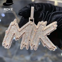 Pendentif personnalisé en or 9K 10K 14K 18K avec initiale MK pavée de diamants de laboratoire VVS, chaîne, bijoux hip-hop pour hommes