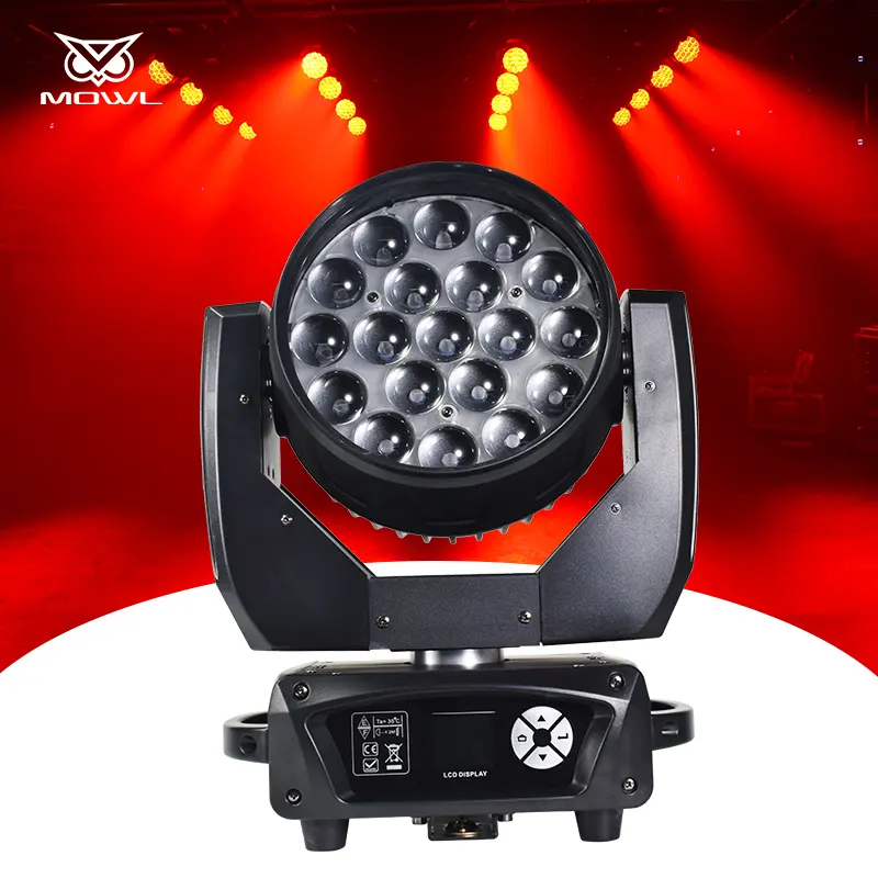 MOWL LED sahne işık 19*15W Mac Aura 19x15W RGBW 4in1 DMX Zoom LED stroboskop yıkama hareketli kafa işık dj Bar disko için