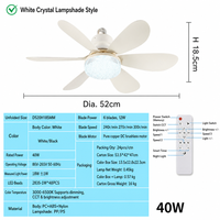 Ventilateur LED à douille E27, nouvelle arrivée, 6 pales, silencieux, télécommande, 3 couleurs de lumière, installation facile pour dortoir, appartement