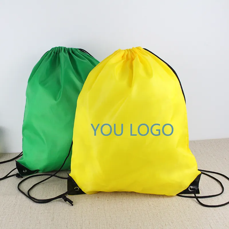 Customized Logo Polyester Gym Backpack Breathable Waterproof Drawstring Bag For Sports Travel