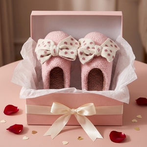 Cute Fluffy Non-slip Soft Fuzzy Plush Winter Warm Cozy White <strong>Bow</strong> Women for Valentine's Day <strong>Gift</strong> - Product Image 5