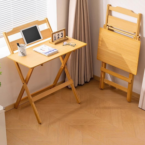 ポータブルXフレーム折りたたみ木製デスク、厚みのあるデスクトップ、設置不要、コンピューターデスク、調節可能な学習机、子供の学習用 - Product Image 3
