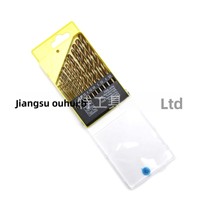 Jeu de 13 forets hélicoïdaux en acier rapide revêtus de titane, kit de 13 pièces pour percer le bois et le plastique, avec boîte en plastique (Chine)