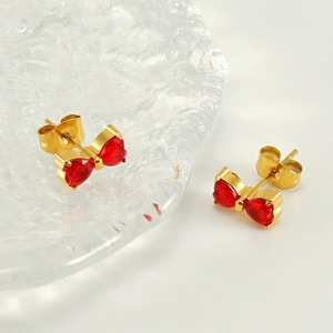 ZOGXIN Stud Earrings 18K Gold Plated Bowknot Shape Multicolor Zircon Women Fashion Jewelry Gift - Product Image 3