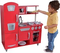 Jouet en bois Cuisine pour enfants avec nourriture de jeu et casseroles et poêles