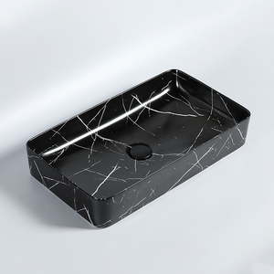 <span class=keywords><strong>Lavabo</strong></span> de salle de bain <span class=keywords><strong>en</strong></span> céramique de couleur marbre noir, moderne, rectangulaire, à poser sur le comptoir - Product Image 1