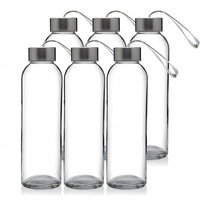 Bouteille d'eau en verre moderne écologique sans BPA de 500 ml avec couvercle en plastique pour les voyages, boisson directe, vaisselle en verre de cuisine