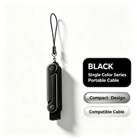 Câble USB C court pliable et compact multicolore avec lanière porte-clés pour téléphone Android à charge rapide