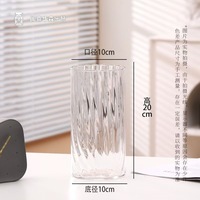 Nouveau Style minimaliste qualité supérieure soufflé à la Machine pas cher clair cylindre nervuré Vase en verre pour arrangements floraux décor à la maison