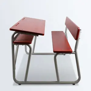 Mesa y silla de doble Plaza para aula conectada de metal y madera al por mayor, escritorio y Banco para estudiantes escolares - Product Image 1