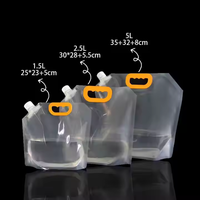 Poche souple transparente pliable épaissie avec bec verseur large pour boissons, bière, 2,5L et 5L