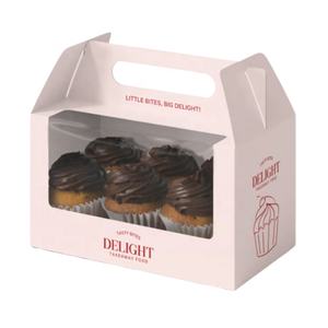 定制标志的高墙手柄盒婚礼2 <span class=keywords><strong>4</strong></span> 6杯蛋糕包装纸质纸杯蛋糕盒带透明窗口 - Product Image 2