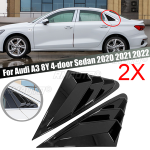 Car ABS Rear Quarter Panel <b>Window</b> Side Louvers Black Carbon Fiber Color Vent <b>Decal</b> Cover for Audi A3 8Y Sedan 2020 2021 2022 - Product Image 1