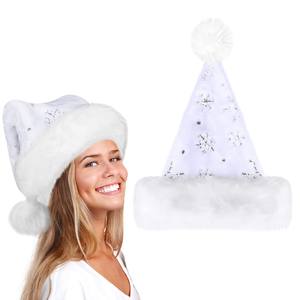 Nouveau chapeau <span class=keywords><strong>de</strong></span> Père Noël en peluche flocon <span class=keywords><strong>de</strong></span> neige brodé avec des paillettes scintillantes 100% coton Utilisation à la plage Décoration <span class=keywords><strong>de</strong></span> fête <span class=keywords><strong>de</strong></span> vacances - Product Image 5