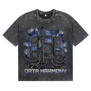 Camisetas de Hombre con Estampado Personalizado, Lavado Ácido, Teñido de Prenda, Manga Corta Casual, Cuello Redondo, Corte Regular, Diseño de Algodón, Logotipo Frontal - Product Image 1