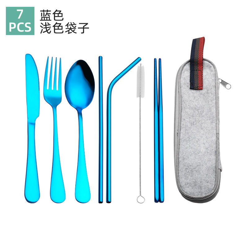 Blue 7-Piece Light Color Bag