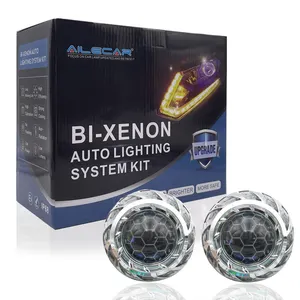 ALECAR HID Lente do Projetor Kit 3.0 polegada com RGB Honeycomb Lente com ângulo olhos Bi-xenon Lâmpada Fit para Qualquer kits de projetor Carro