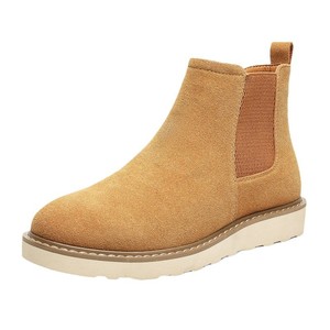 Botas de cuero para hombre, botas de trabajo de cuero de caballo salvaje de una sola pieza, botas cortas retro de media pantorrilla para hombre - Product Image 1