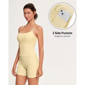 Conjuntos Deportivos para Mujer, Top con Espalda Descubierta y Tirantes, Shorts de Gimnasio con Bolsillos, Conjuntos de Yoga de 2 Piezas, Transpirables, de Secado Rápido, Spandex - Product Image 3
