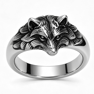 Modeschmuck Kreative Vintage 3D Strukturierte Tier-Wolfskopf Edelstahl-Ringe Herren Hip-Hop Silber/Gold Plattiert Hochzeit - Product Image 1