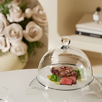 Support à gâteau en plastique PET transparent, couvercle en forme de cloche, plateau de présentation de desserts pour boulangerie, mariage, banquet