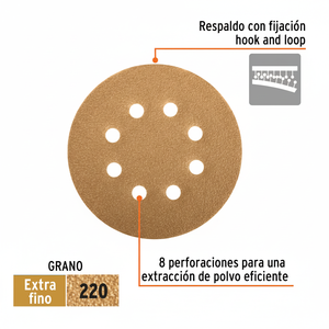 Paquete De 5 Unidades Con 5 discoteche De Lijado 5 'Grano 220 8 dischi Perforaciones Caja De levigatura - Product Image 1