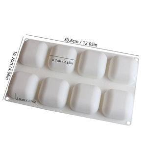Moule à gâteau mousse carré à 8 cavités pour la cuisson de desserts français, forme de coussin 3D, plateau à glaçons en forme de pierre, moule à caramel, outils de pâtisserie et de cuisine - Product Image 2