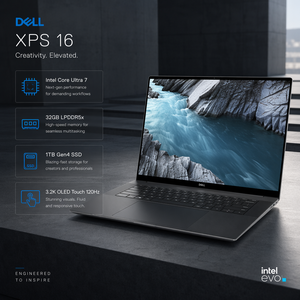 Xps 16 (da16260-r1885tb) [ใหม่เอี่ยม] แล็ปท็อป: Core Ultra 7-358h, แรม 32gb, SSD 1tb, หน้าจอสัมผัส 3.2k Oled, 120hz, ซีลโรงงาน - Product Image 6