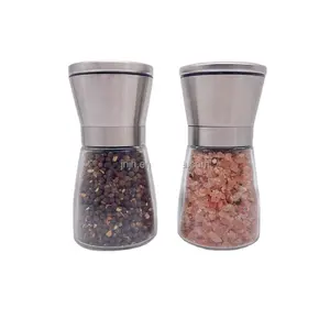 Manual herb spice tools Glass Salt And Pepper Mill Grinder Set / salt and pepper grinder ceramic burr