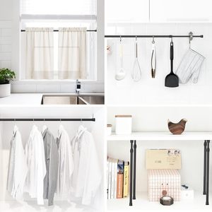 מוט וילון מתכת מודרני ברזל מוט וילון-כבד חובה כבד נגד התקנה ללא קידוח התקנה קפיץ - Product Image 5