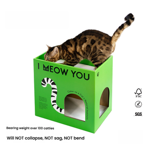 Cuccia per Animali Domestici Moderna ed Ecologica in Carta Kraft Ondulata ad Alta Densità, Doppio Strato, Resistente, con Tiragraffi per Gatti - Product Image 2