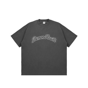 เสื้อยืดสำหรับผู้ชายพิมพ์ลายแบบเรียบง่ายผ้าฝ้ายแท้ทรงหลวมคอสั้นแขนสั้นสตรีทพิมพ์ลายตัวหนังสือผ้าไหมถักแฟชั่น - Product Image 6