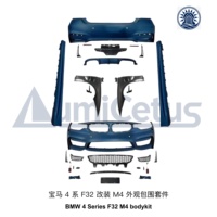 Pare-chocs avant, jupes latérales et pare-chocs arrière pour BMW Série 4 ; Modification M4 F32/F33/F36 avec échappement quadruple et kit carrosserie complet.