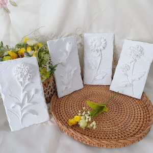 Peignez votre propre relief floral en plâtre, tableau de <span class=keywords><strong>dessin</strong></span> en gypse vierge pour plantes et fleurs, artisanat parent-enfant, peinture DIY, décoration artistique - Product Image 1