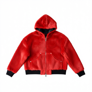 Sudadera con Capucha de Cuero Vacuno Roja, a la Moda, Estilo Urbano, Resistente al Viento y Transpirable, Nueva Colección 2026 - Product Image 1