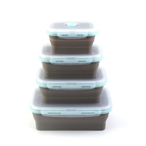 Boîte à lunch rectangulaire moderne en silicone pliable, boîte bento pliable, compatible micro-ondes, chauffable, anti-fuite, couvercle en PP, fraîcheur garantie - Product Image 6