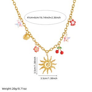 Summer Sun Charm Necklace Gold Plated Stainless Steel Cherry Starfish Pendant O Chain Clavicle Jewelry - Product Image 4