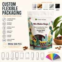 Sachet Doypack personnalisé avec fermeture éclair pour snacks et grains de café, refermable, résistant à l'humidité, avec impression de logo sur mesure