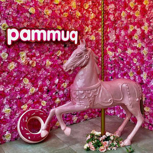 Centro commerciale decorativo cavallo statua full size in fibra di vetro oro giostra cavallo in vendita - Product Image 6