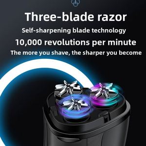 Afeitadora Eléctrica Pearl Max con Tres Cabezales Flotantes y Autoafilado, Recortadora de Barba para Hombre, Carga Rápida USB, Modelo ZH04-118 - Product Image 3