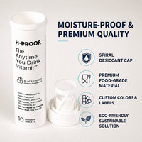 Conteneur cylindrique pour comprimés effervescents anti-fuite de qualité supérieure, avec bouchon spiralé en plastique PP, étiquette personnalisée, qualité alimentaire, en vrac, OEM