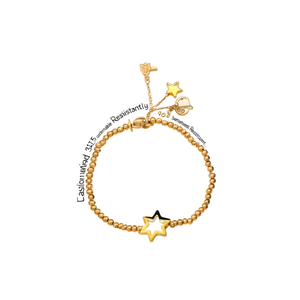 Fashion <b>Beaded</b> <b>Bracelet</b> <b>Gold</b> Plated 316L Stainless Steel Star Charm Sustainable Resistant Jewelry - Product Image 2