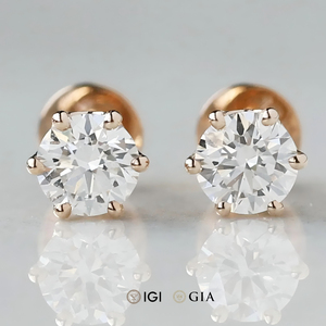 IGI gia chứng nhận 1 2 3 Carat hpht cvd phòng thí nghiệm phát triển kim cương đinh tán 14k 18K rắn vàng 6 prong telula Tổng Hợp Kim Cương Bông tai Stud - Product Image 1