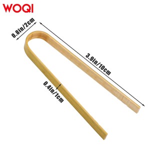 WOQI Ustensiles de cuisine en bambou vert Pince à thé pour salade <span class=keywords><strong>Bacon</strong></span> et toast Ustensile en bois pour la préparation des aliments - Product Image 3
